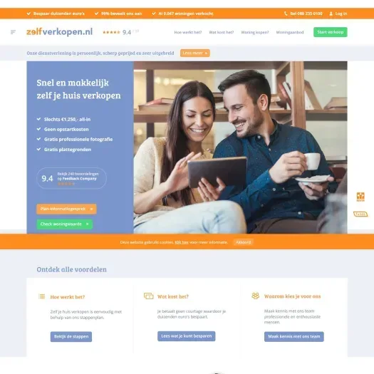 Screenshot of the website of www.zelfverkopen.nl