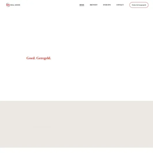 Screenshot van de website van www.zenrealestate.nl