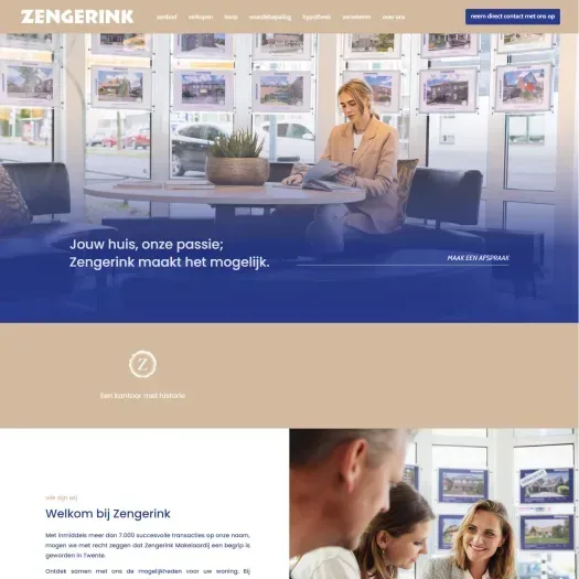 Screenshot van de website van www.zengerink.nl
