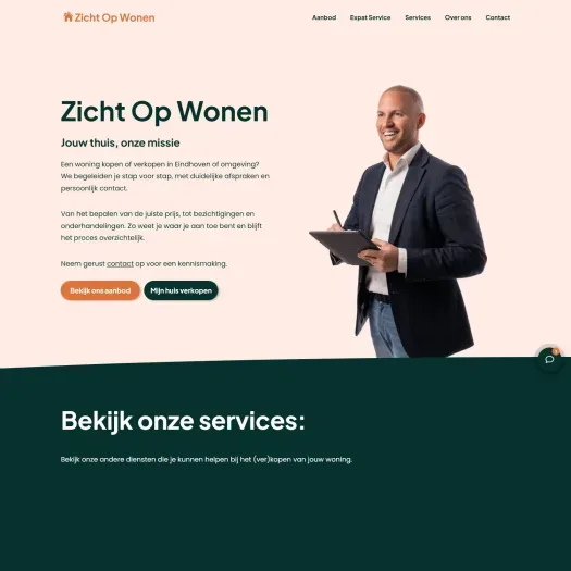 Screenshot of the website of zichtopwonen.nl