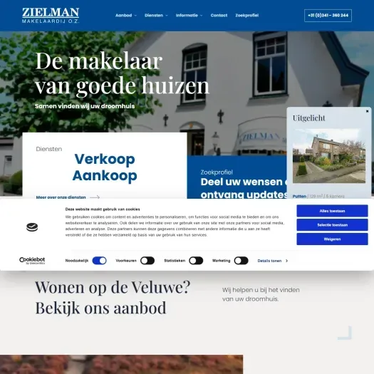 Screenshot van de website van www.zielman.nl