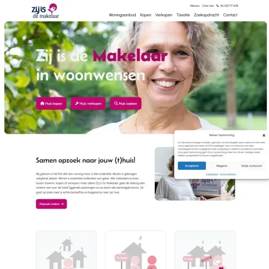 Screenshot of the website of www.zijisdemakelaar.nl