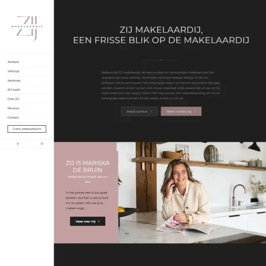 Screenshot of the website of www.zijmakelaardij.nl