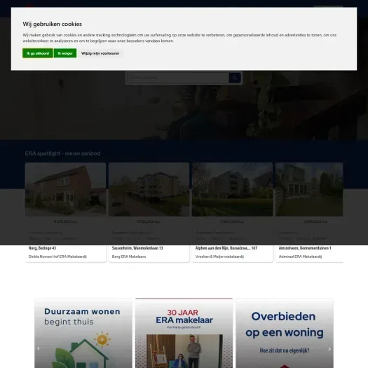 Screenshot van de website van www.zijlstraeramakelaardij.nl