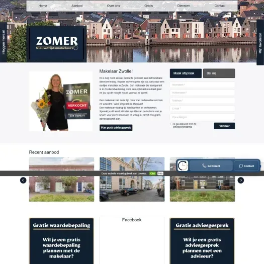 Screenshot of the website of www.zomermakelaars.com