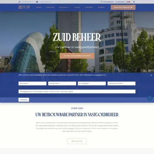 Screenshot van de website van zuidbeheer.nl