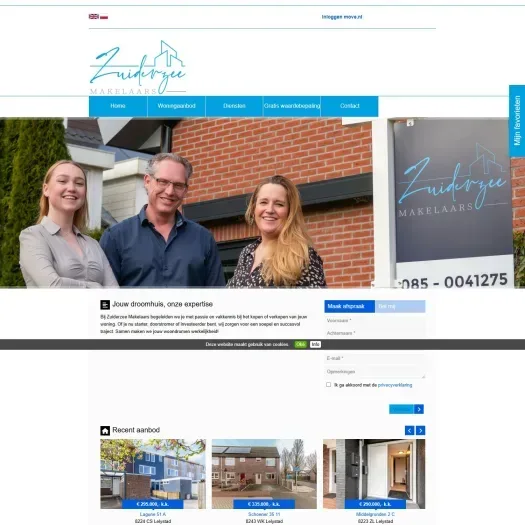 Screenshot van de website van www.zuiderzeemakelaars.nl