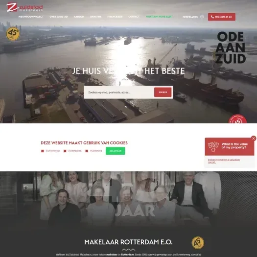 Screenshot of the website of www.zuidstad.nl