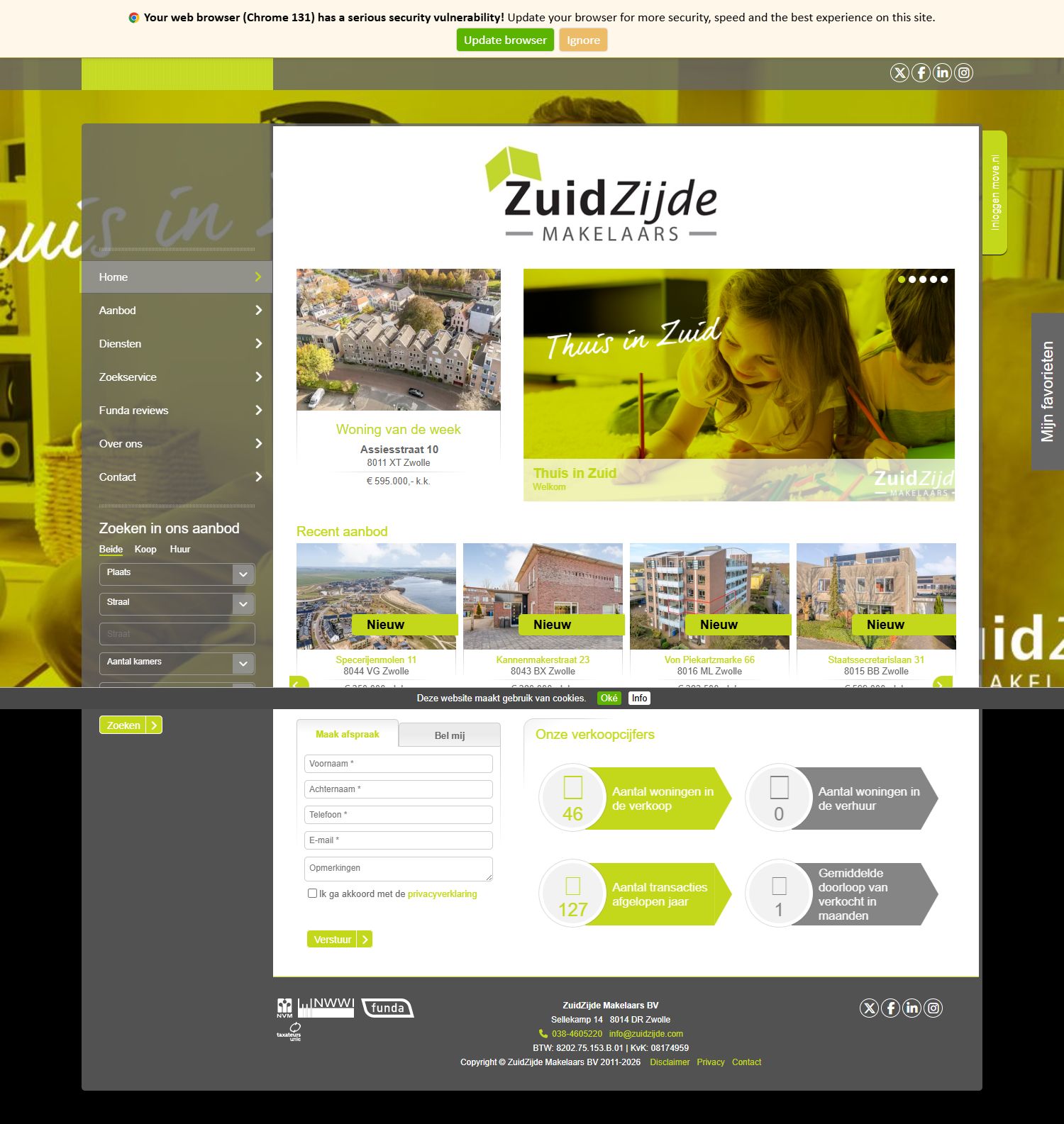 Screenshot of the website of www.zuidzijde.com
