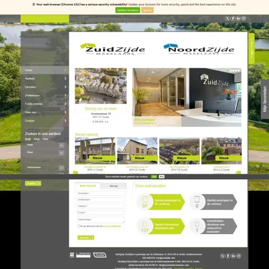Screenshot van de website van www.zuidzijde.com
