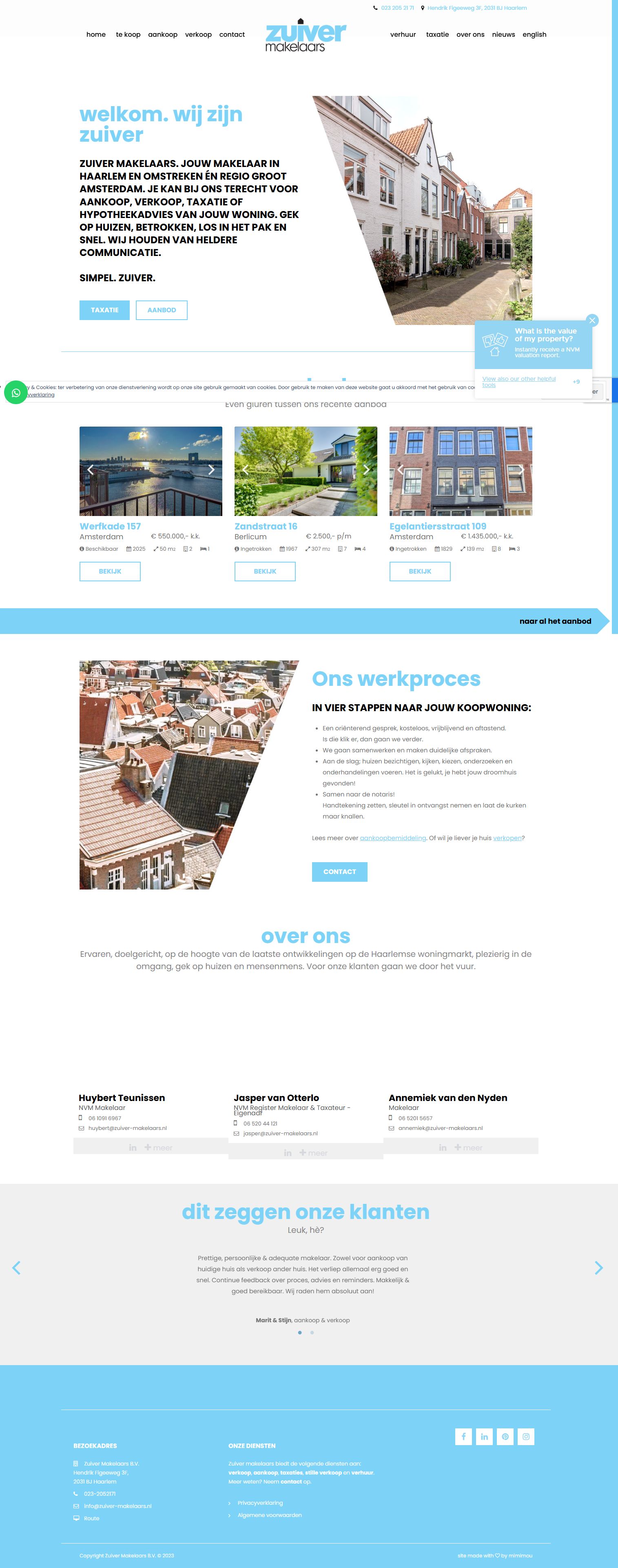 Capture d'écran du site web de www.zuiver-makelaars.nl