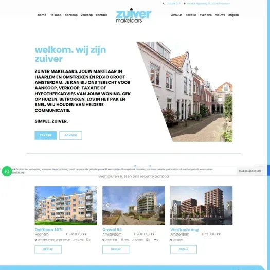 Screenshot der Website von www.zuiver-makelaars.nl