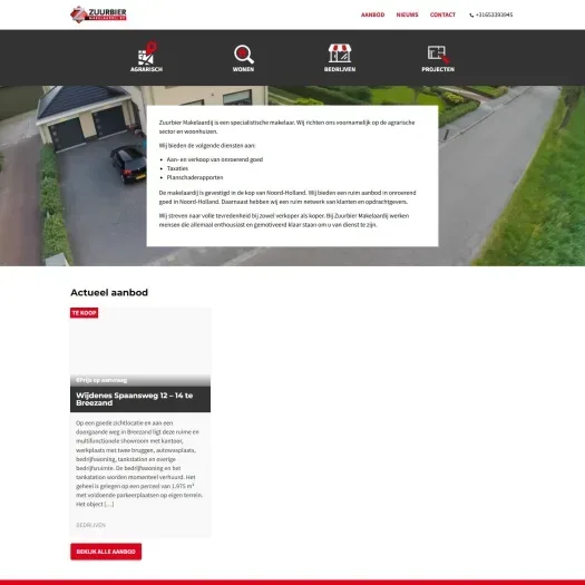 Screenshot of the website of www.zuurbiermakelaardij.nl