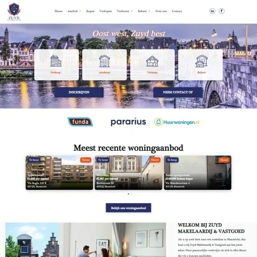 Screenshot van de website van www.zuydmakelaardij.nl