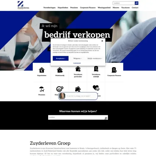 Screenshot van de website van www.zuyderleven.nl
