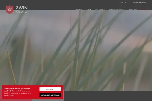 Screenshot of the website of www.zwinregio.com