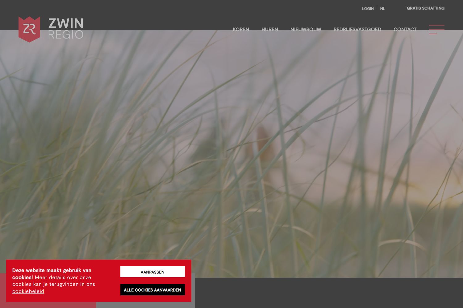 Screenshot of the website of www.zwinregio.com