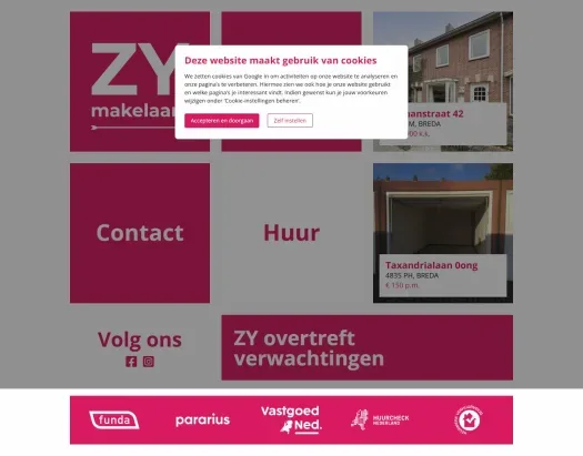 Screenshot der Website von www.zymakelaars.nl