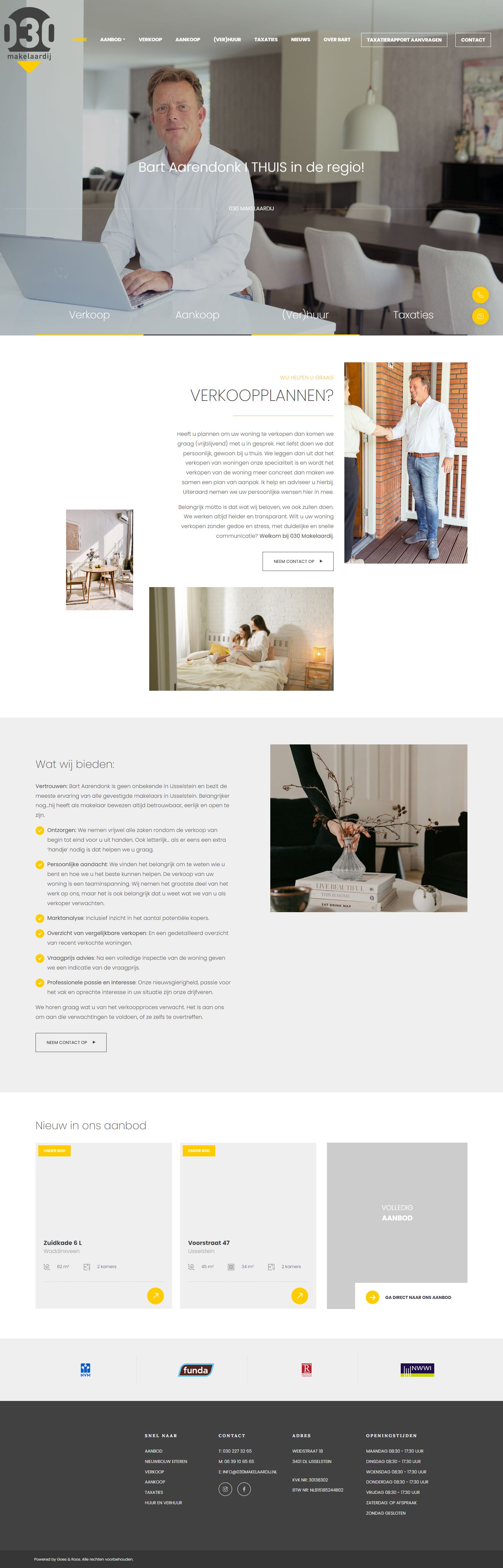 Screenshot van de website van www.030makelaardij.nl