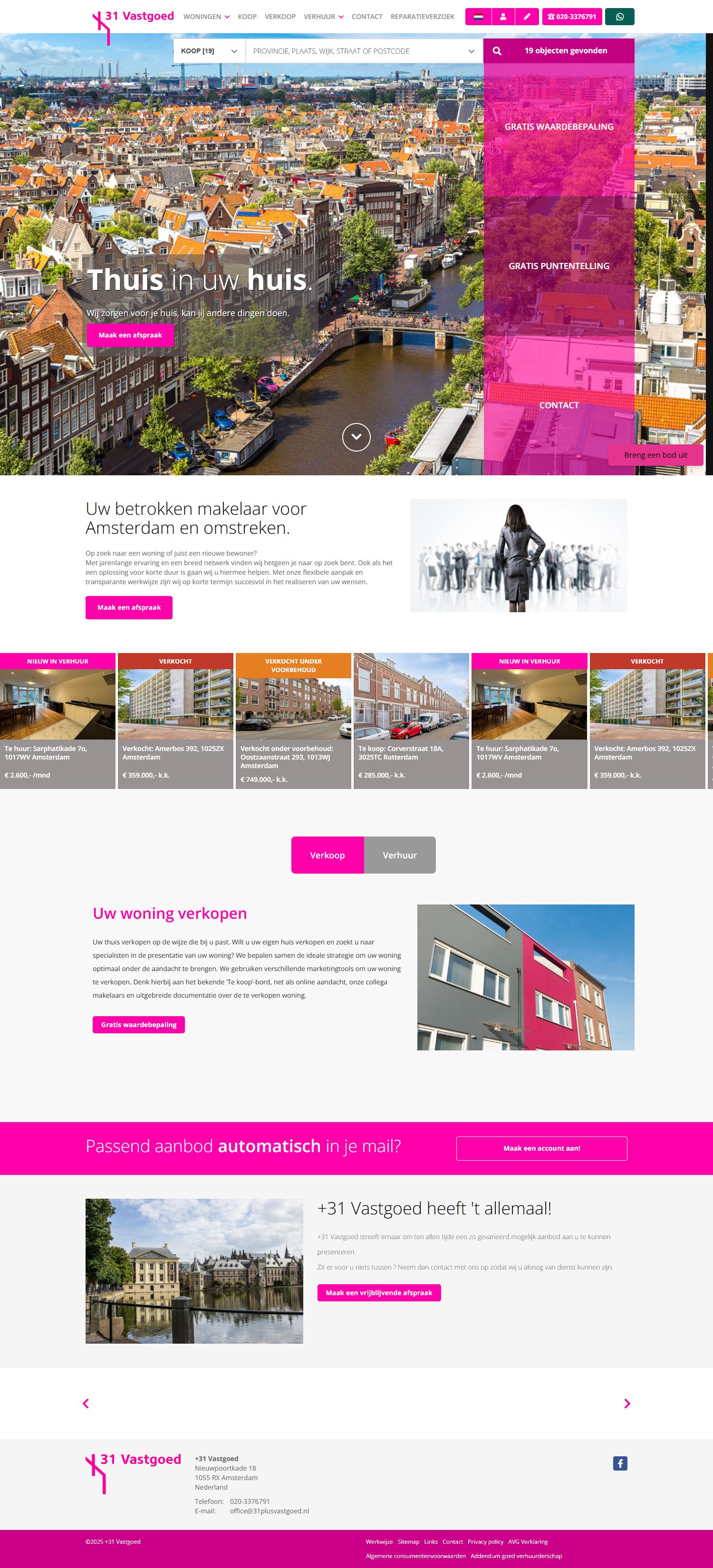 Screenshot van de website van www.31plusvastgoed.nl