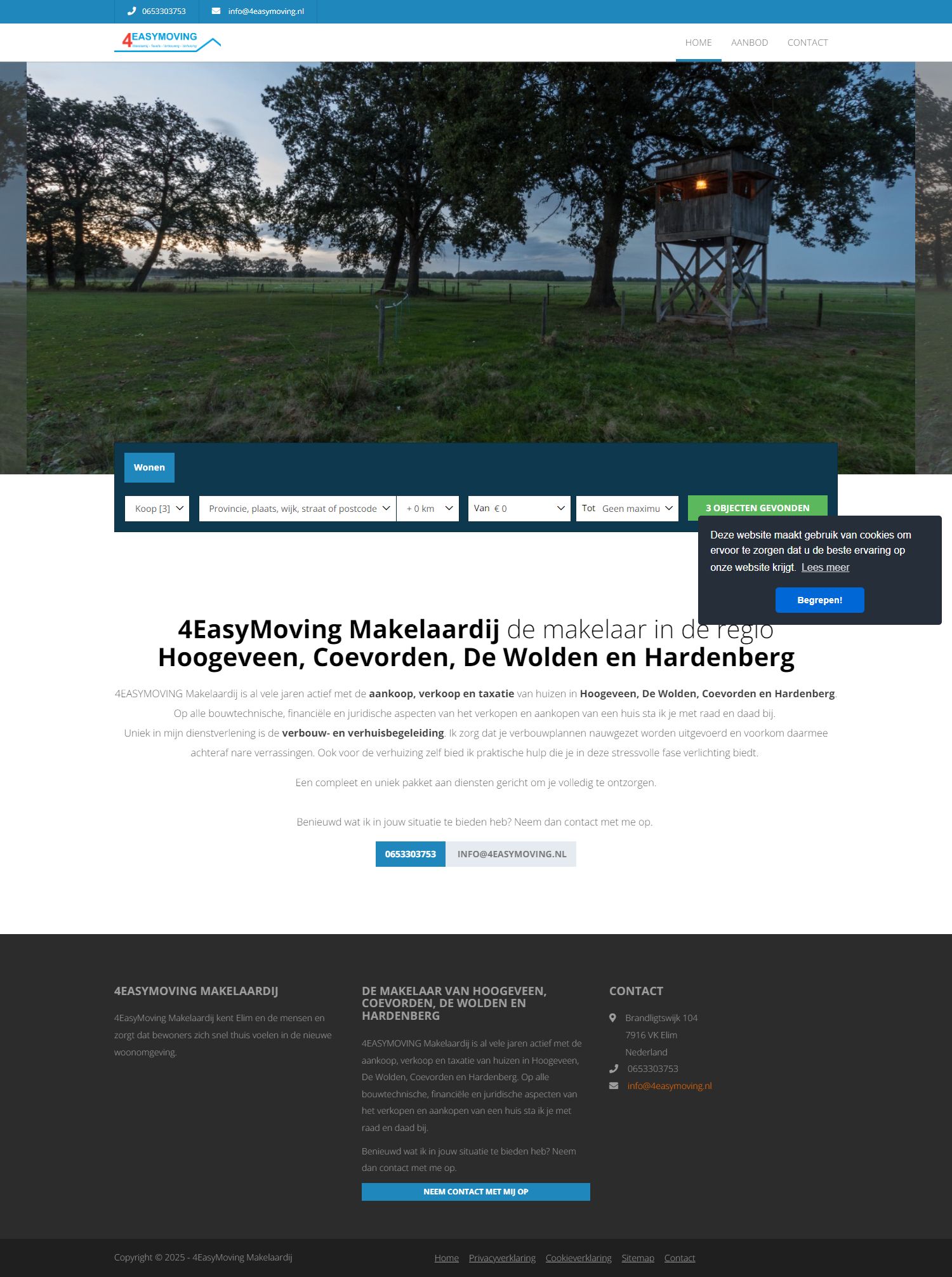 Screenshot van de website van www.4easymoving.nl