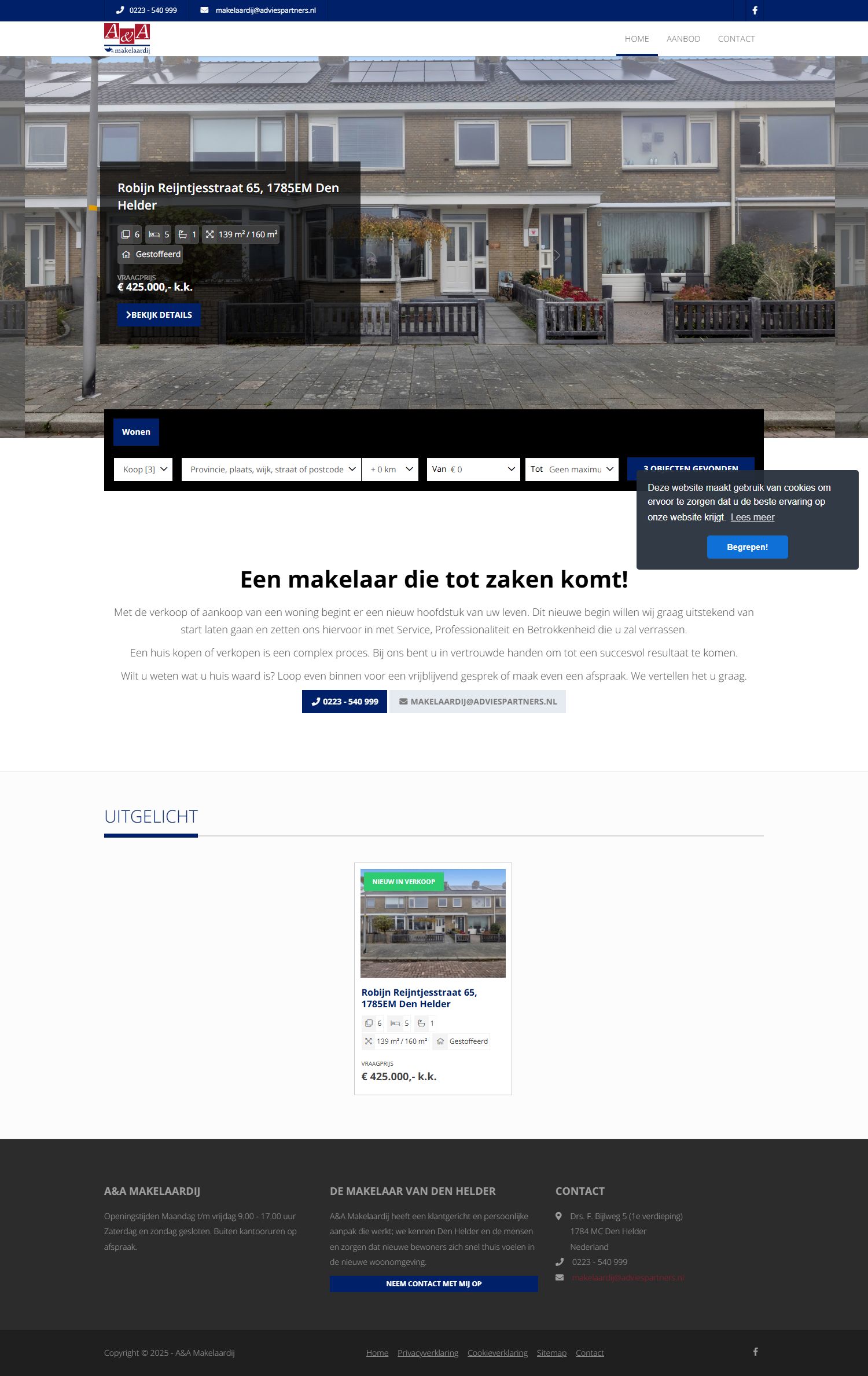 Capture d'écran du site web de www.aamakelaardij.nl