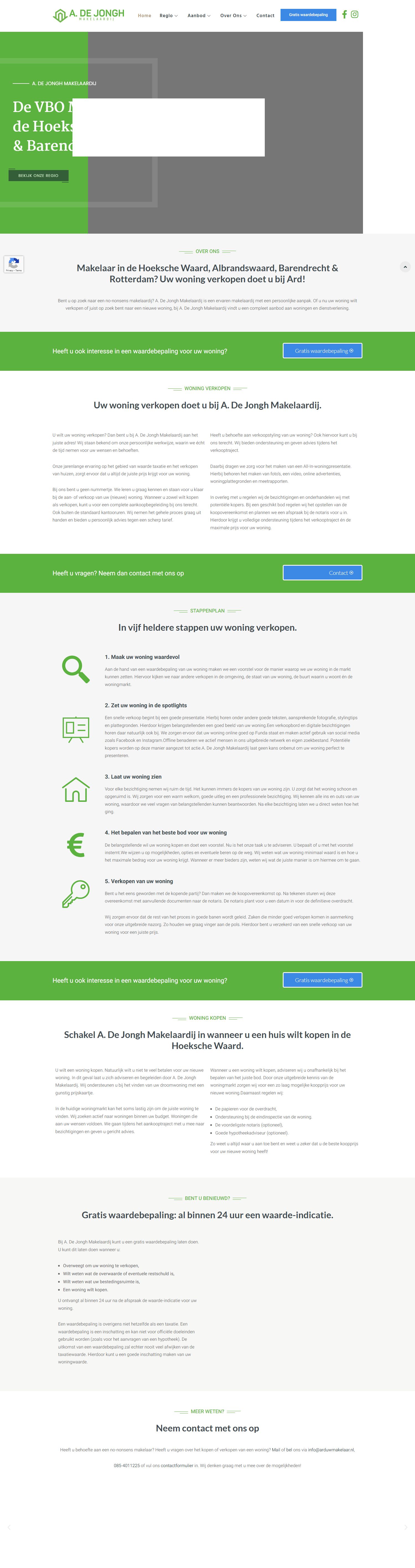 Screenshot of the website of www.arduwmakelaar.nl