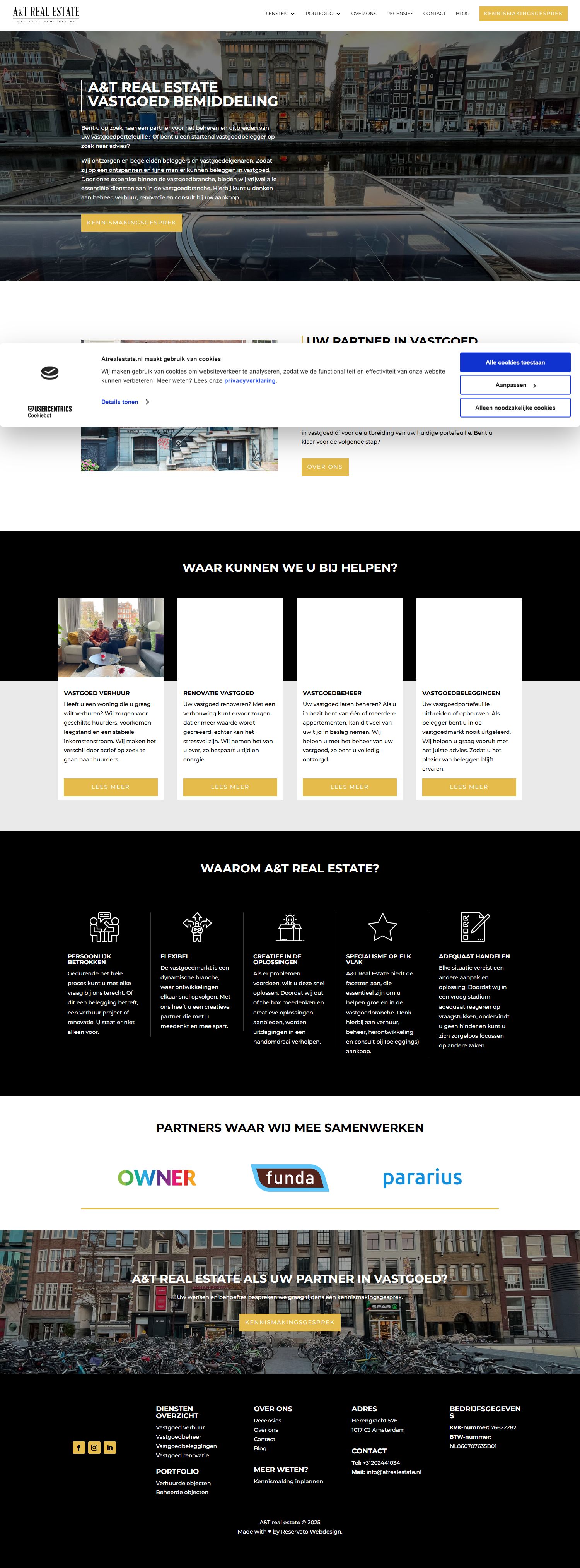 Screenshot van de website van www.atrealestate.nl