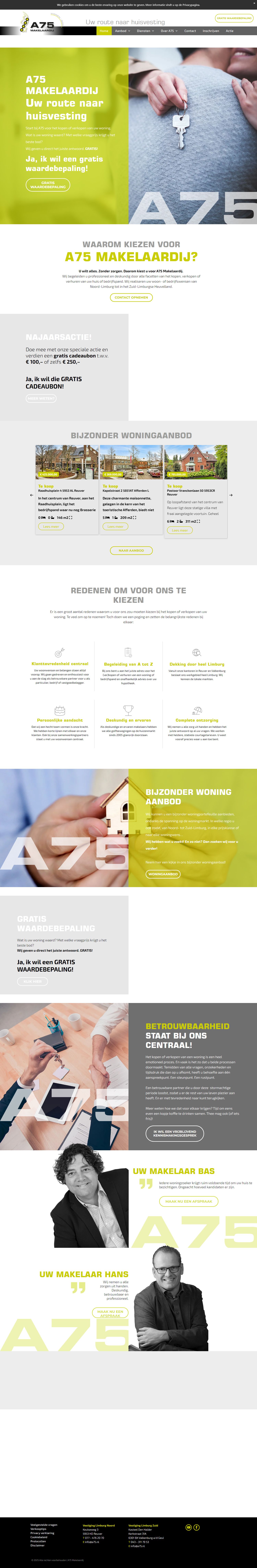 Screenshot van de website van www.a75.nl