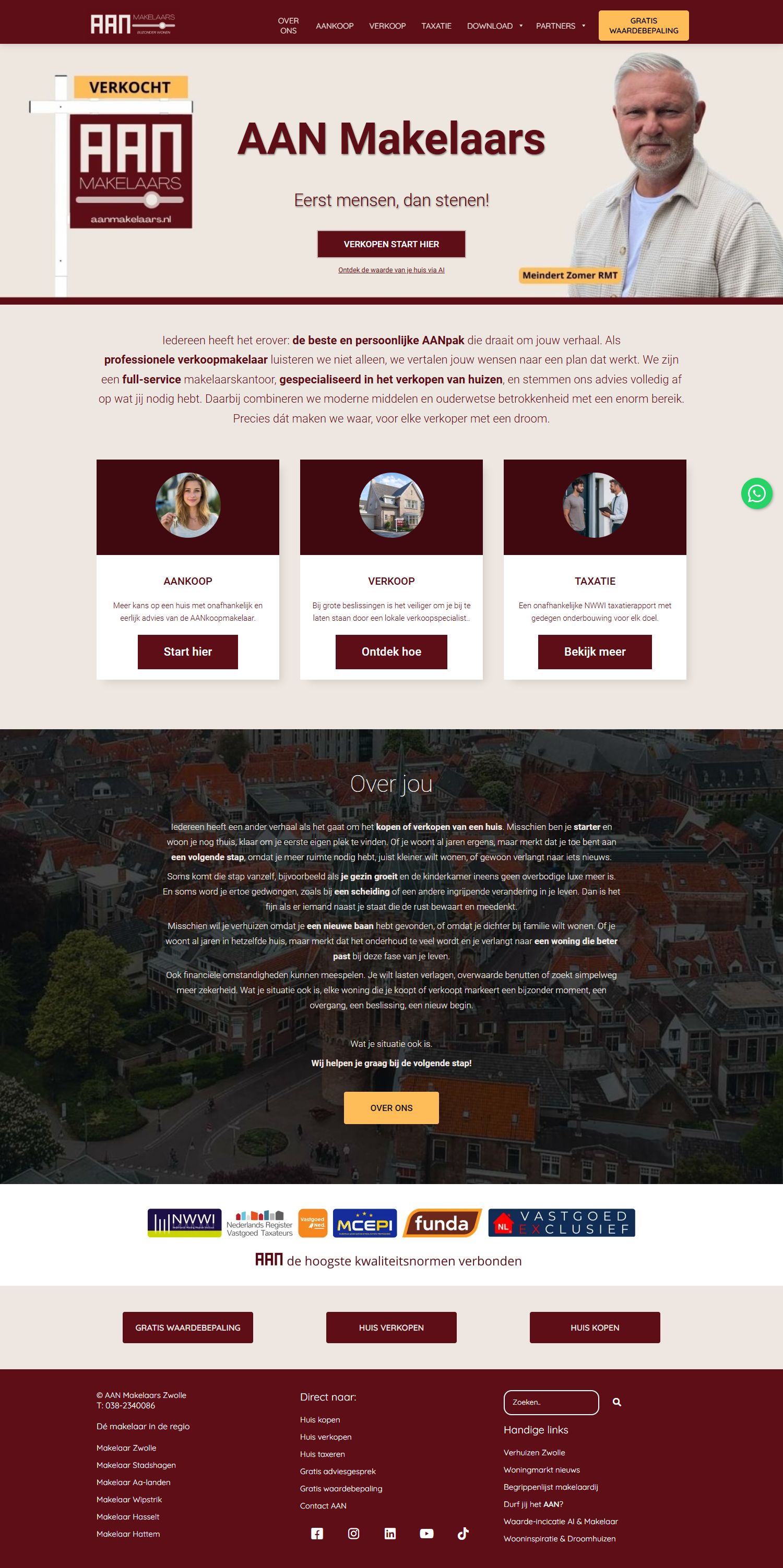 Screenshot van de website van www.aanmakelaars.nl