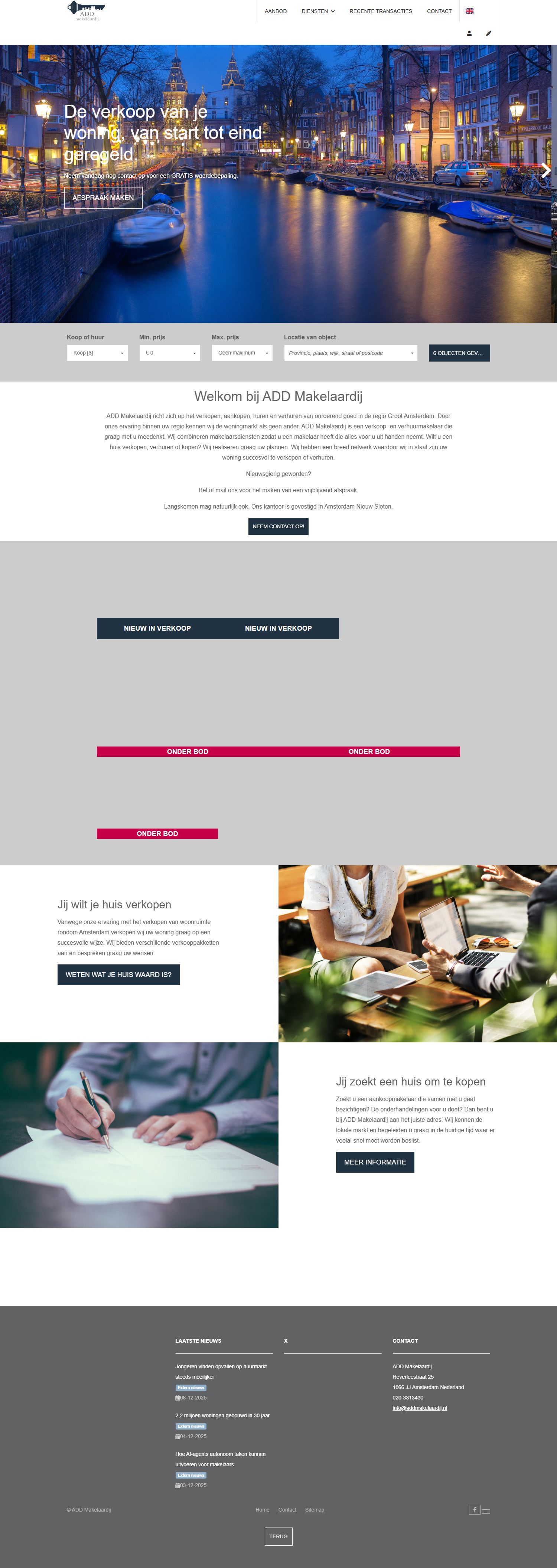 Screenshot of the website of www.addmakelaardij.nl