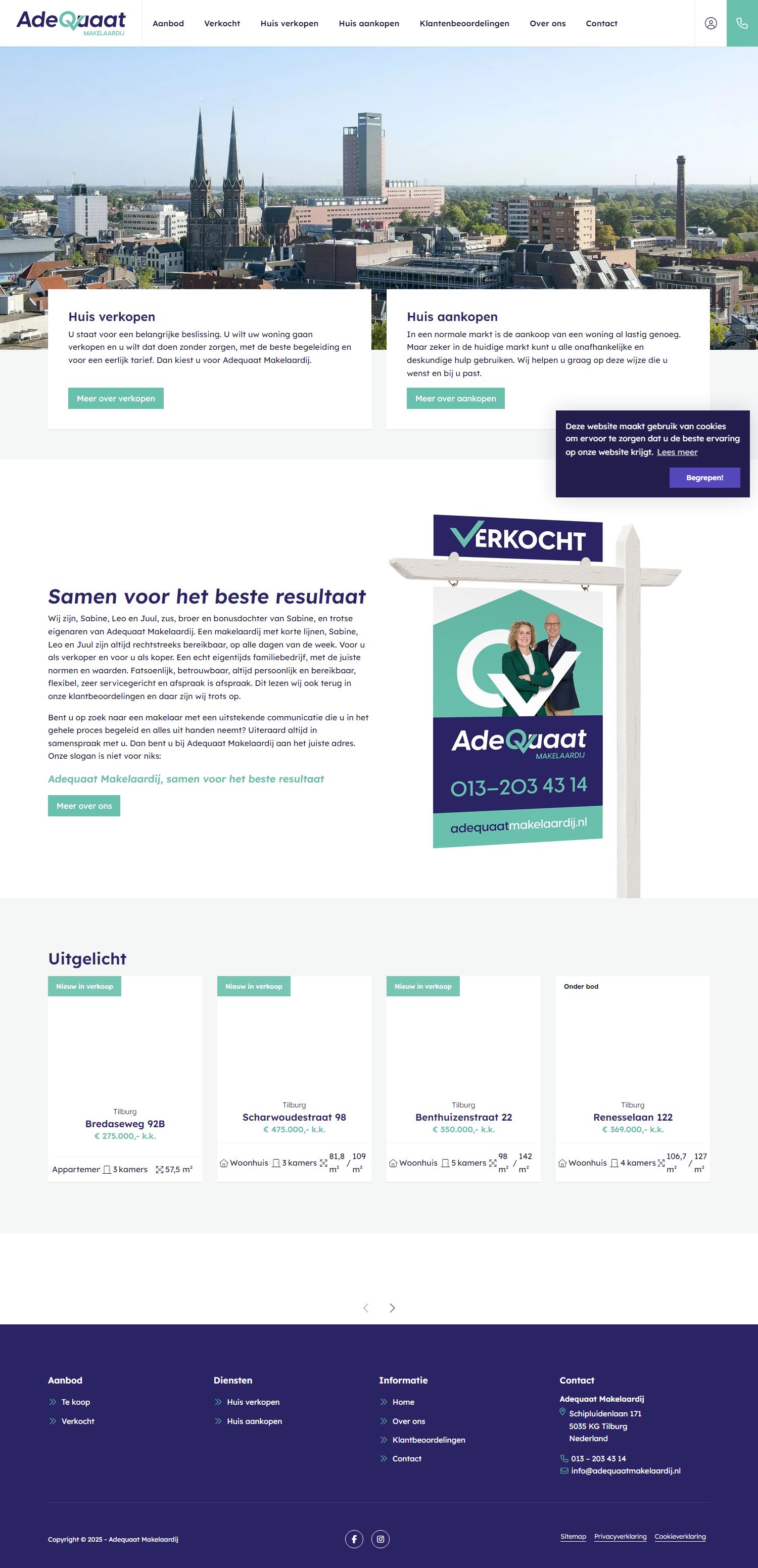 Screenshot van de website van www.adequaatmakelaardij.nl