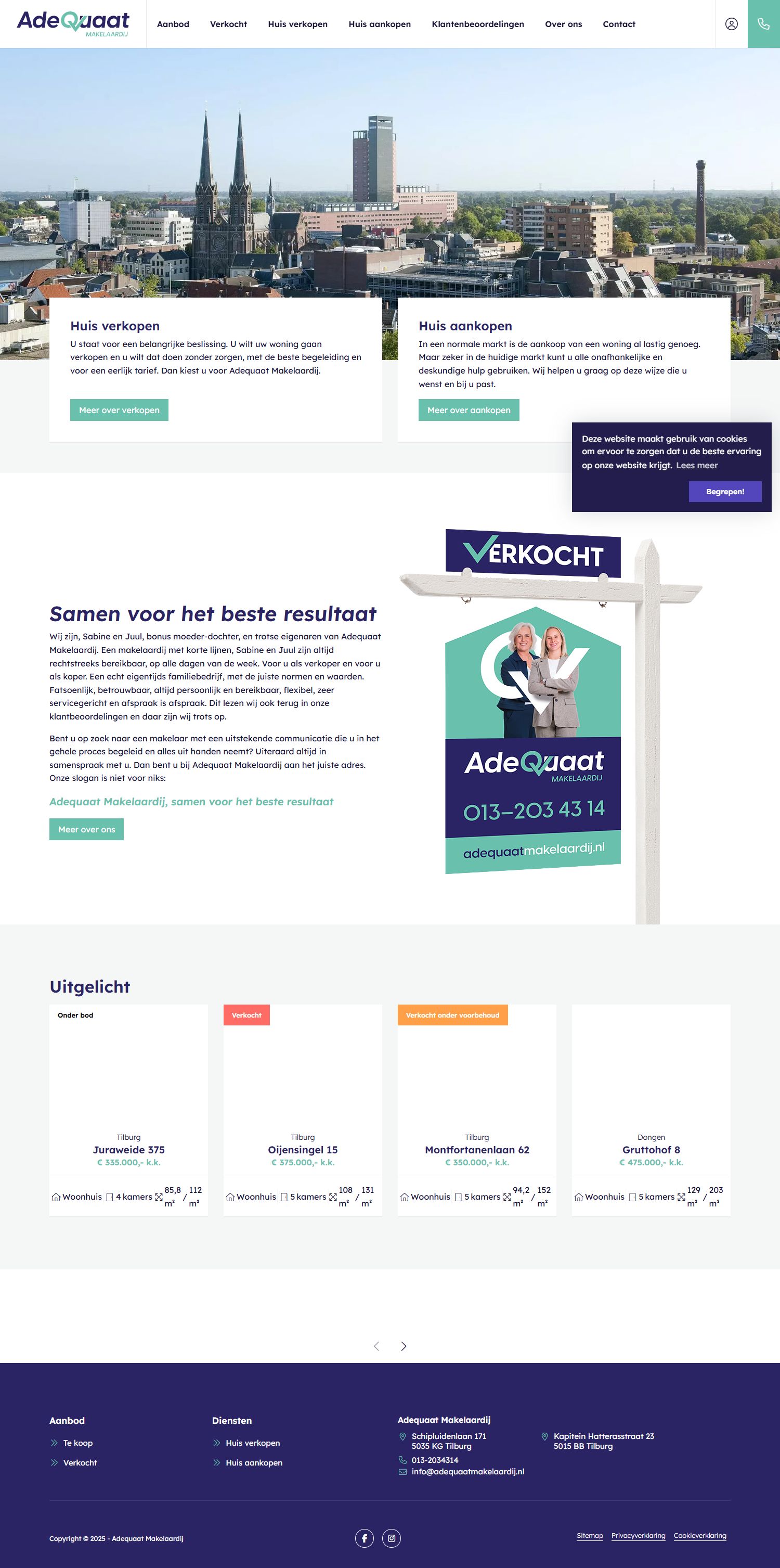 Screenshot of the website of www.adequaatmakelaardij.nl