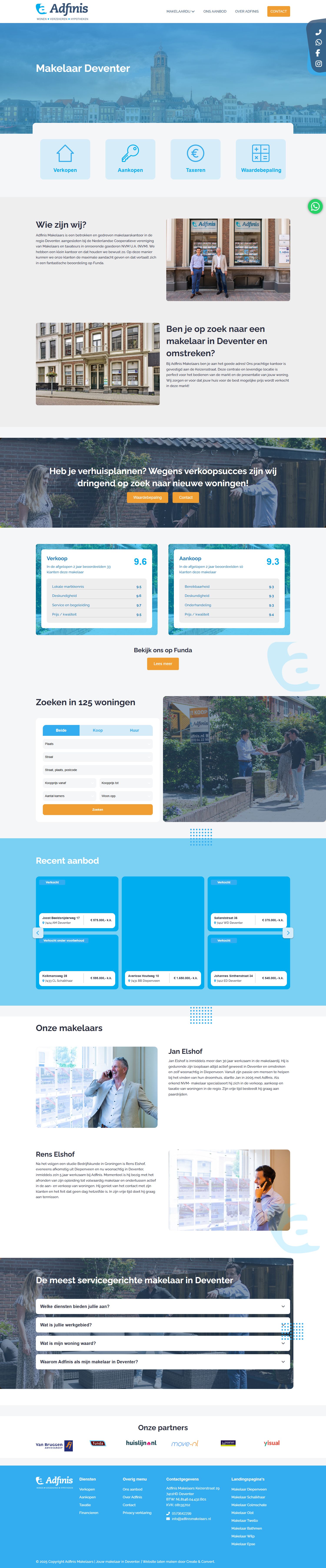 Screenshot of the website of adfinis.nl