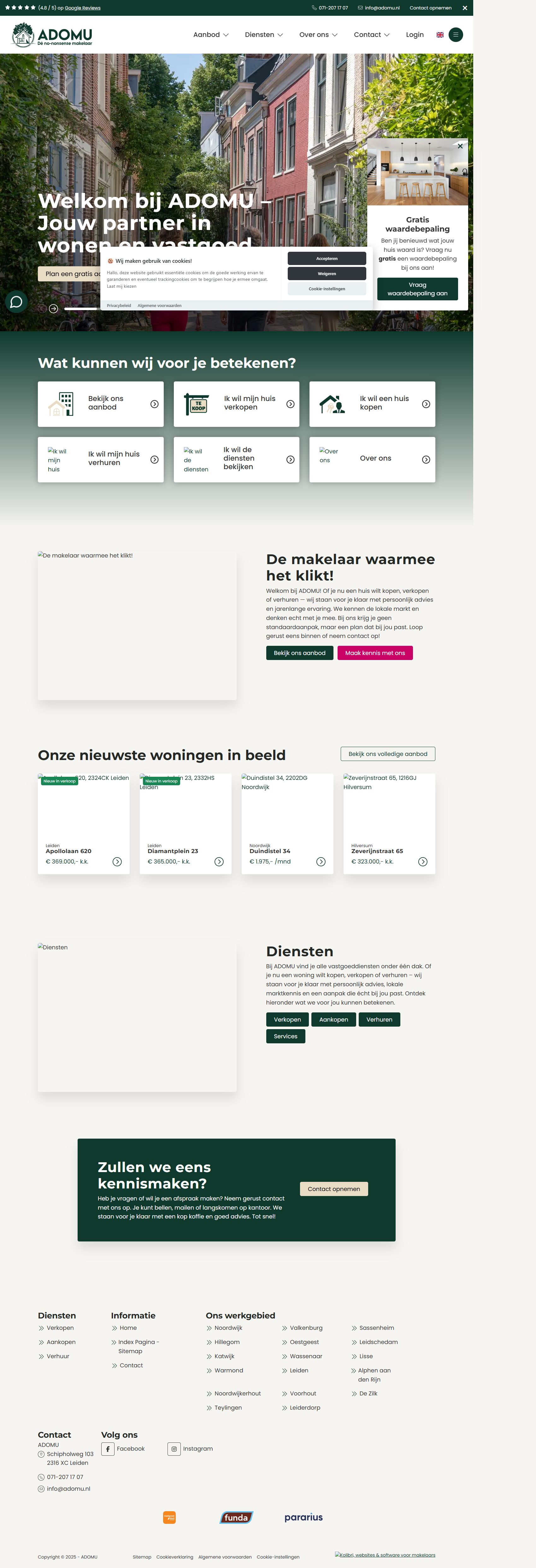 Screenshot der Website von www.adomu.nl