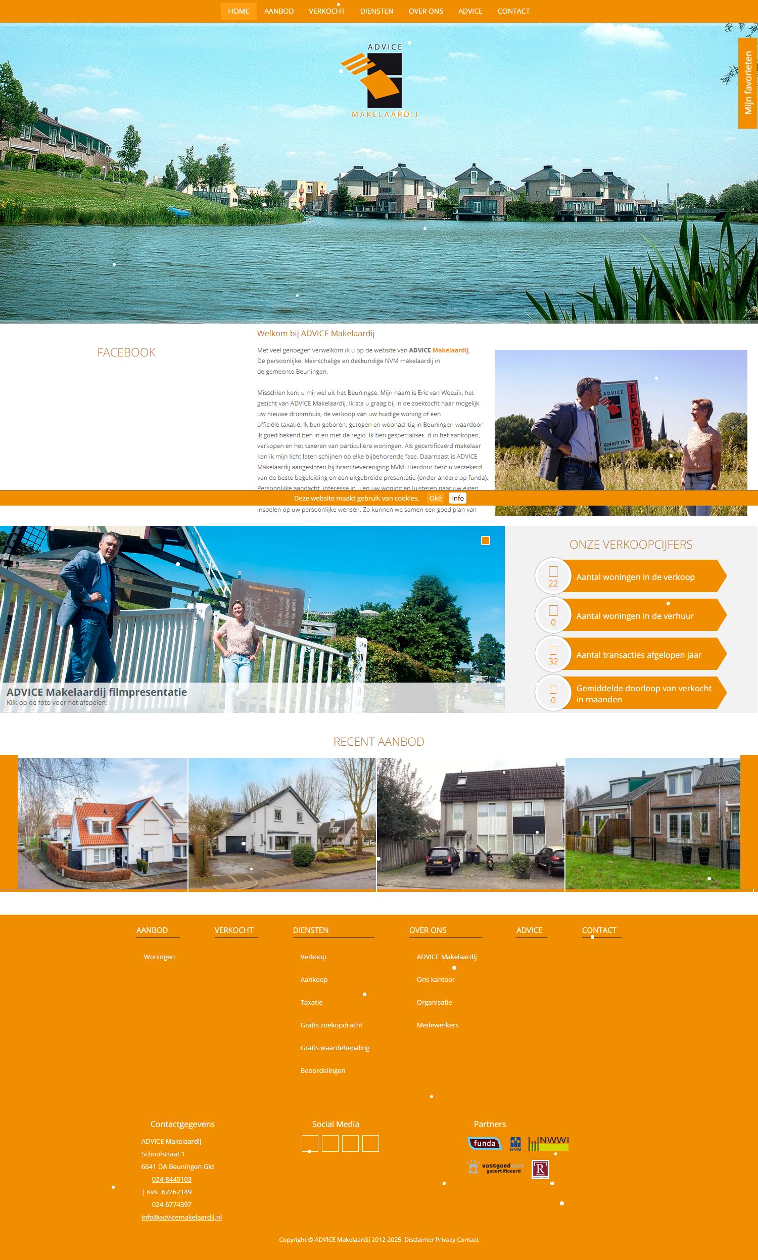 Screenshot van de website van www.advicemakelaardij.nl