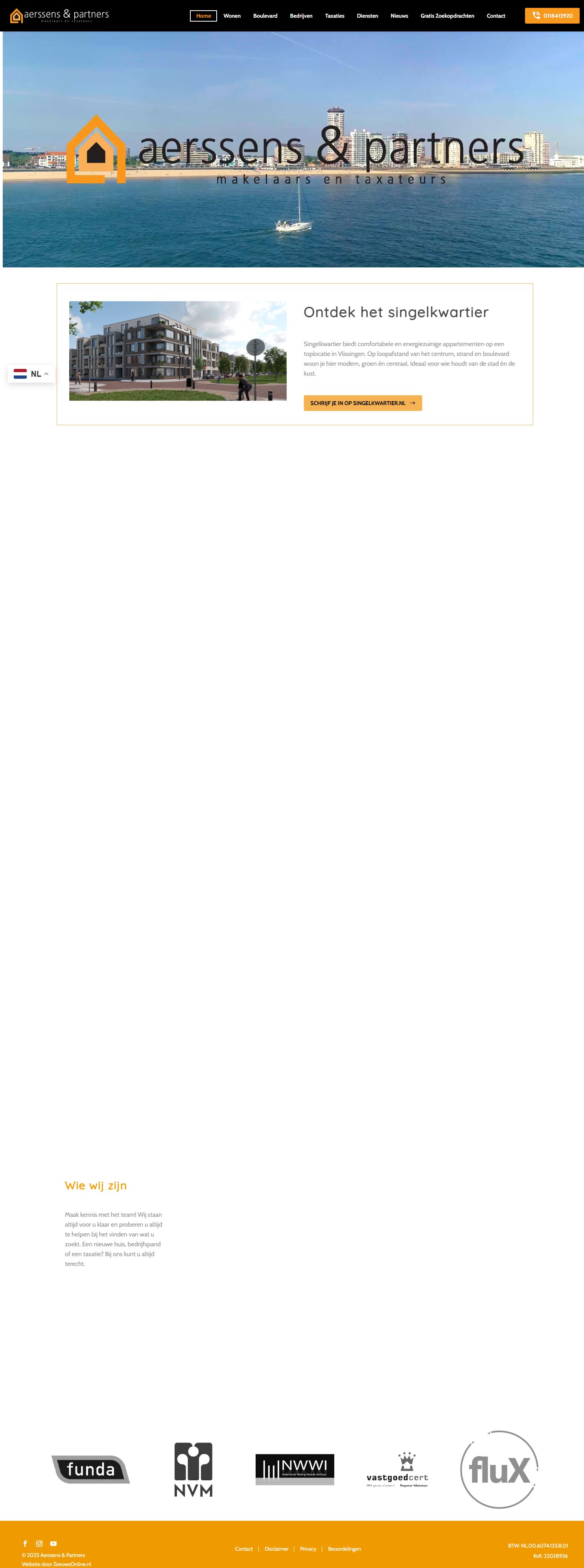 Screenshot van de website van www.aenpmakelaars.nl