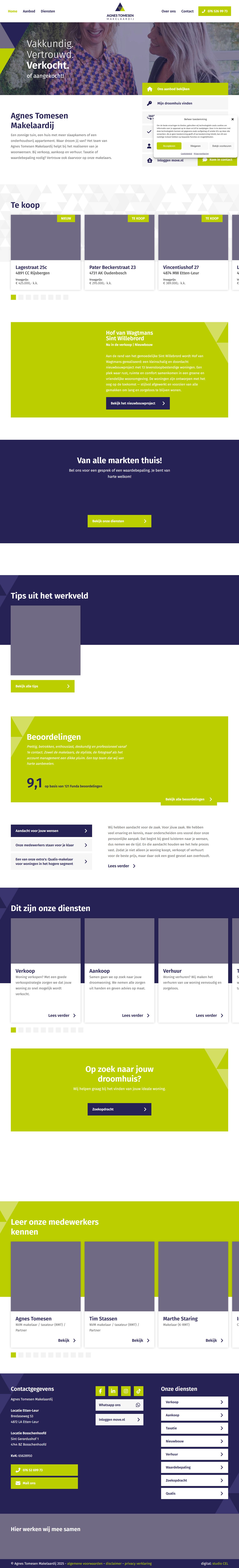 Screenshot van de website van www.tomesenmakelaardij.nl