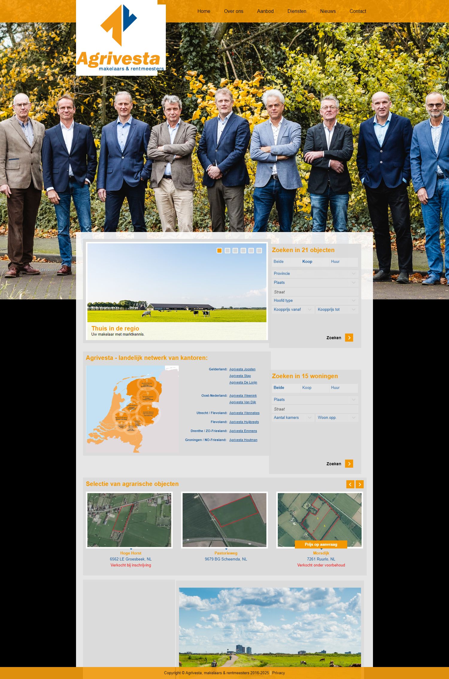 Screenshot van de website van www.agrivesta.nl