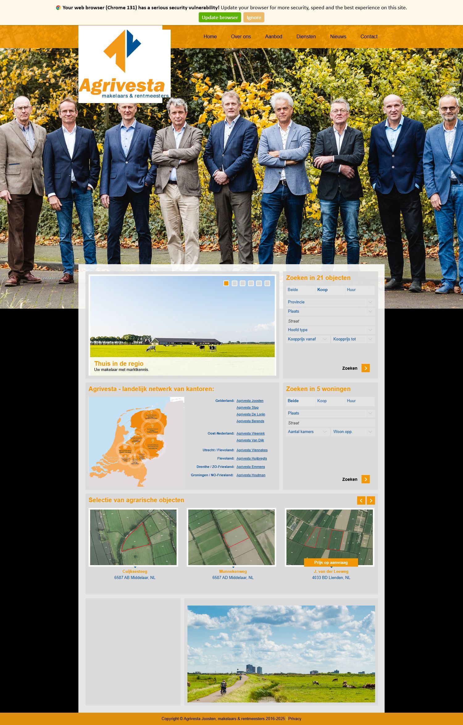 Screenshot van de website van www.agrivesta.nl