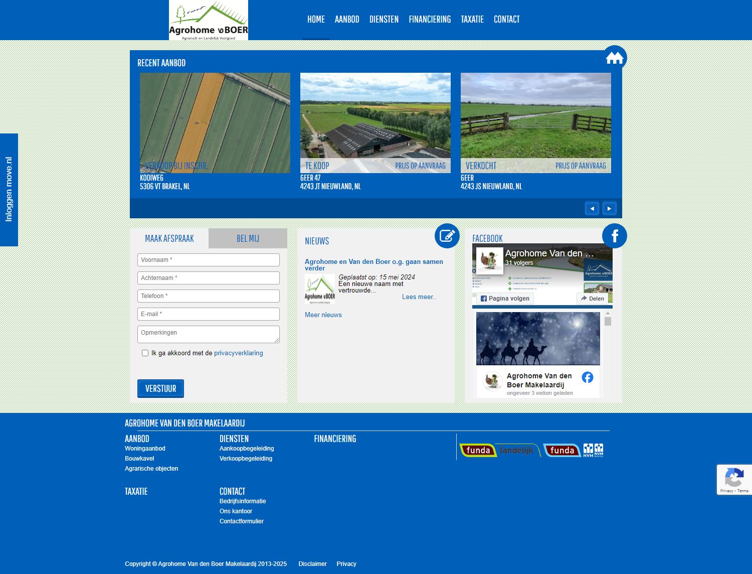 Screenshot van de website van www.agrohomevdboer.nl