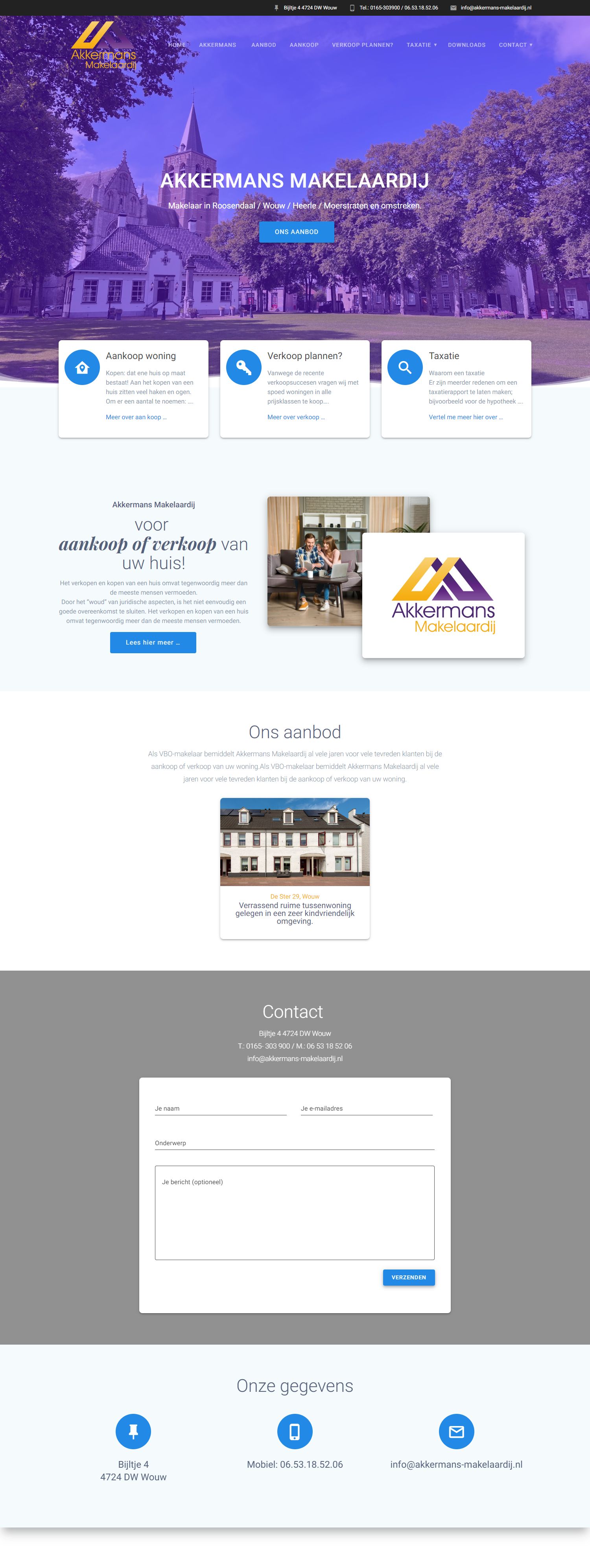 Screenshot van de website van www.akkermans-makelaardij.nl