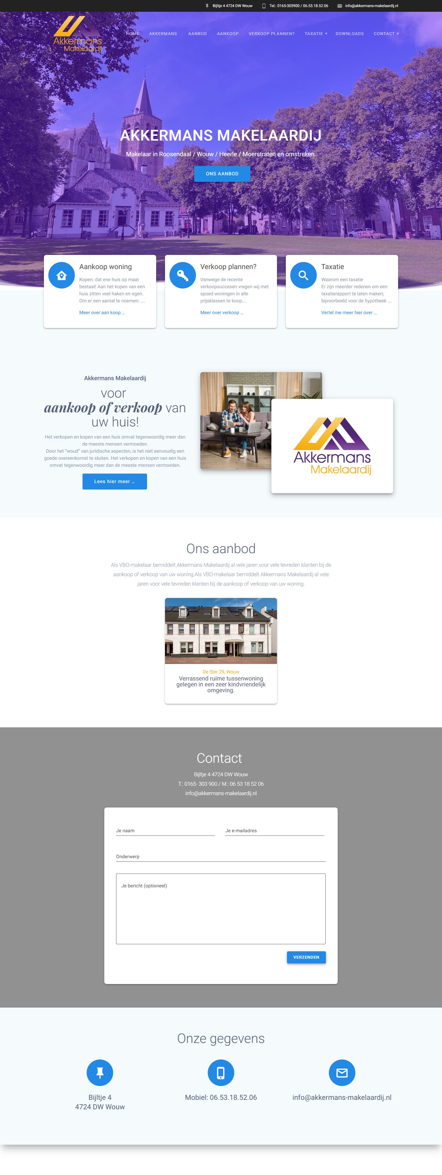 Screenshot der Website von www.akkermans-makelaardij.nl