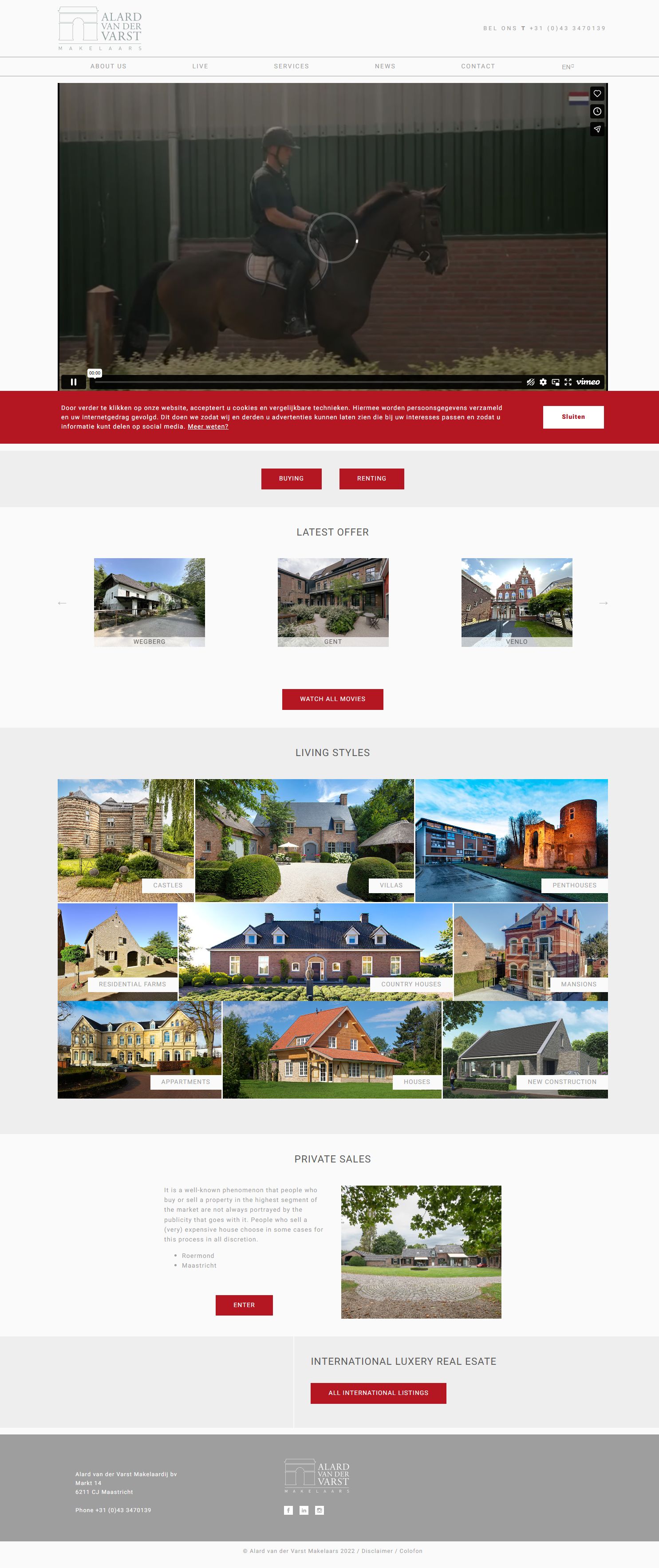 Screenshot van de website van www.alardvandervarst.nl