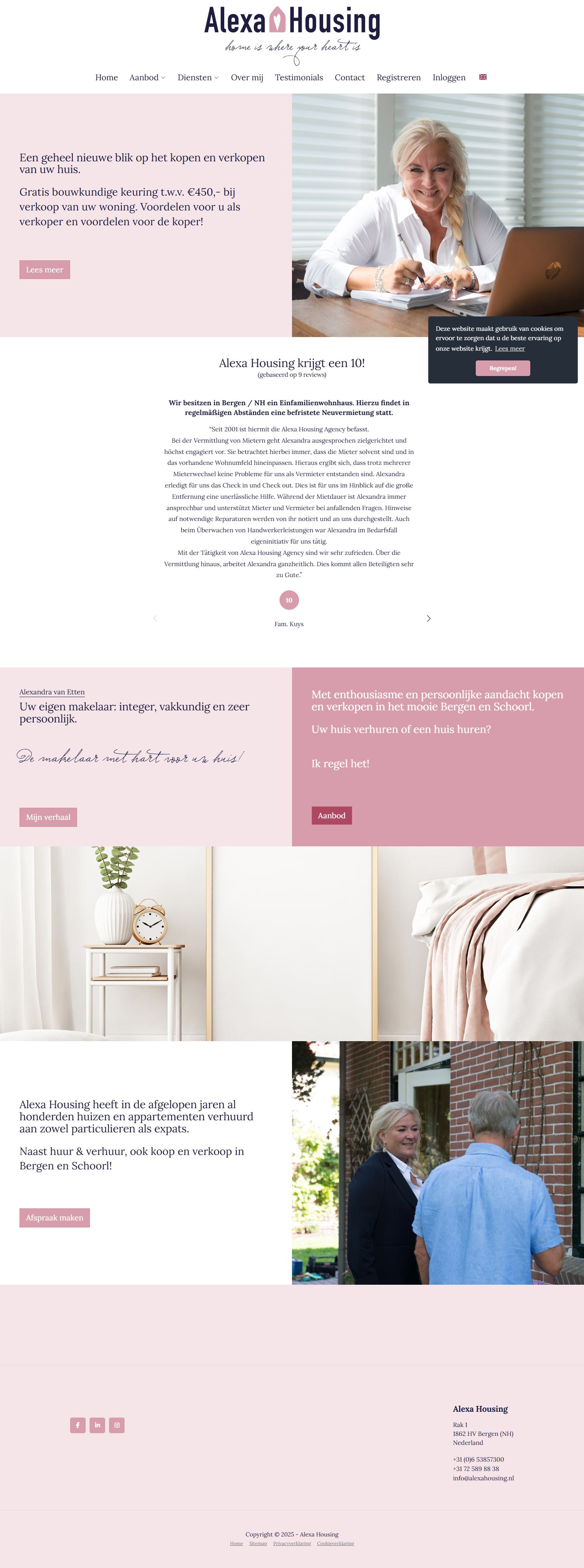 Capture d'écran du site web de www.alexahousing.nl