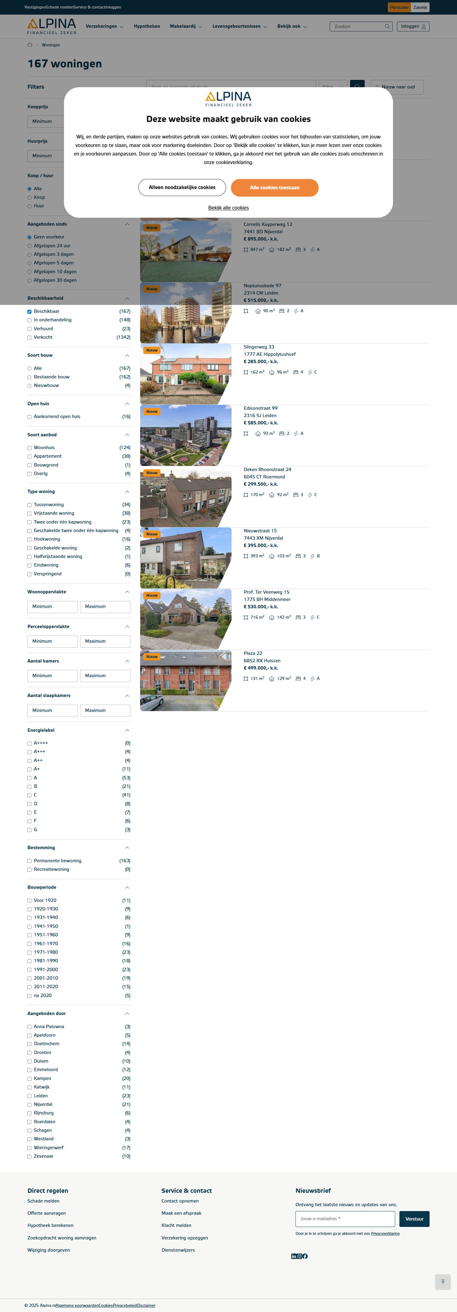 Screenshot of the website of www.alpina.nl