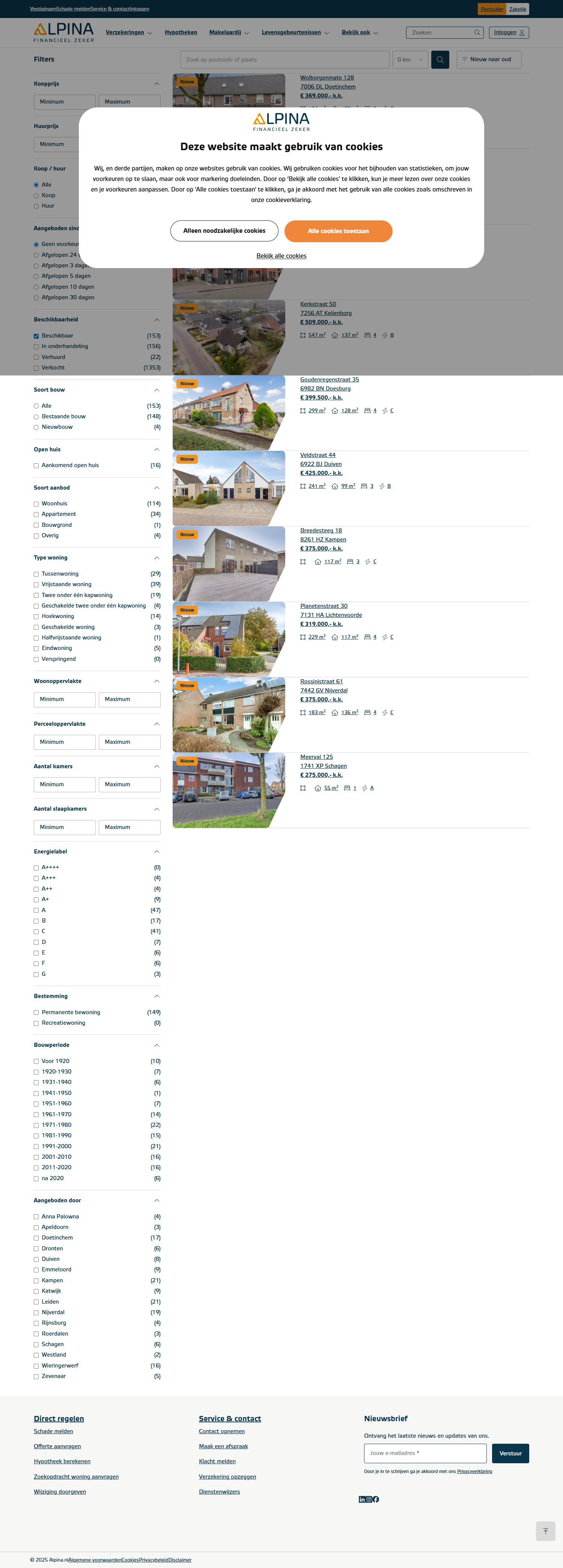 Screenshot of the website of www.alpina.nl