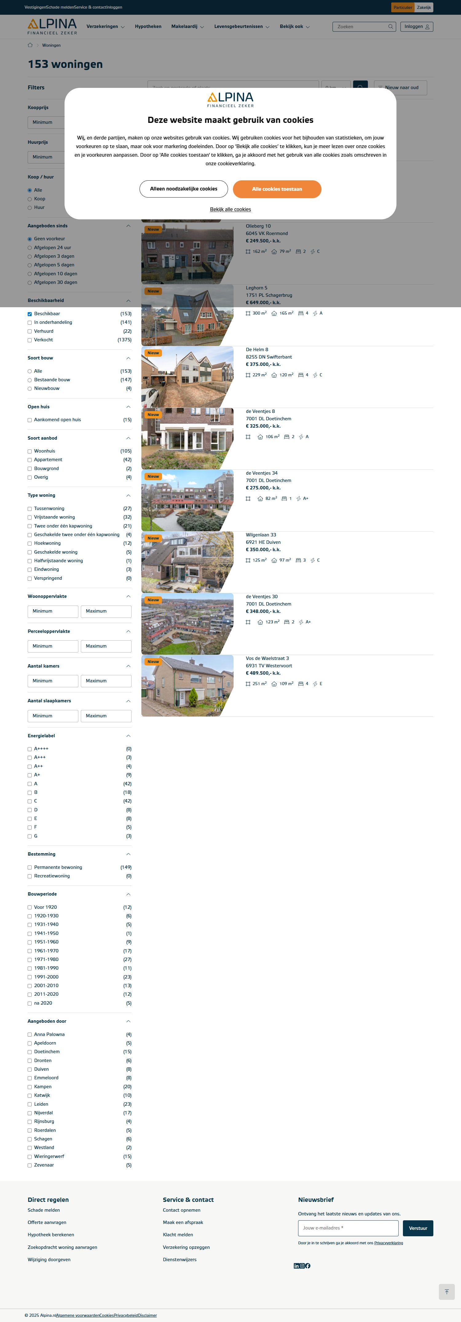 Screenshot van de website van www.alpina.nl