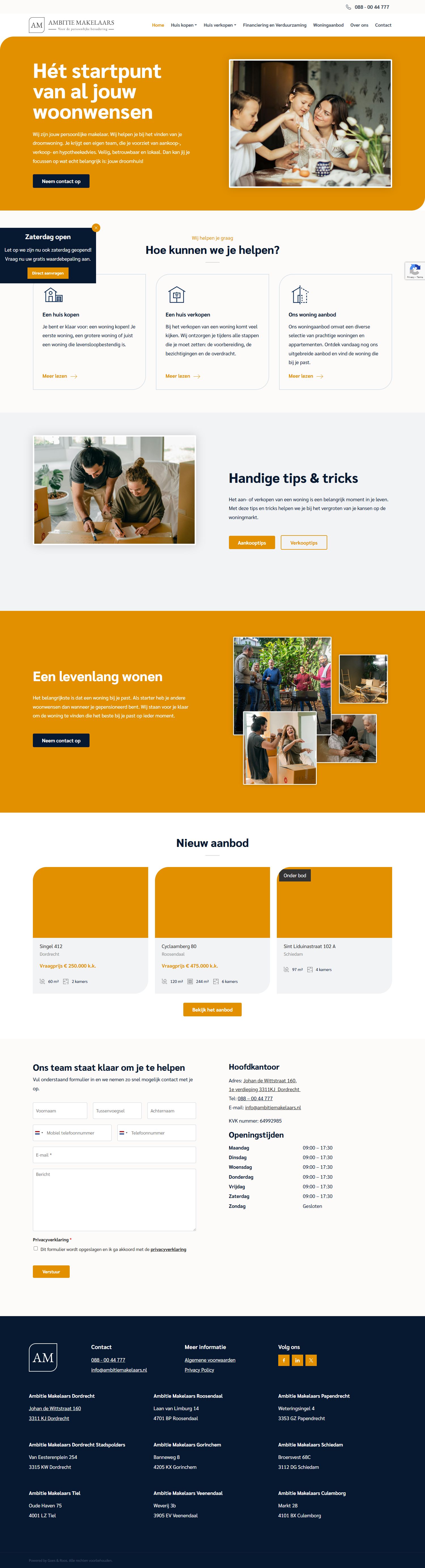 Screenshot of the website of www.ambitiemakelaars.nl