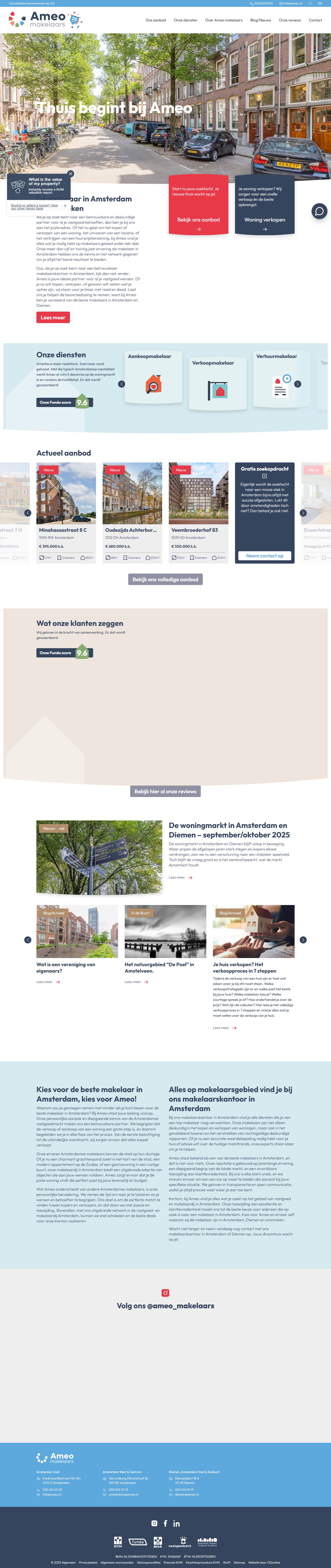 Screenshot of the website of www.ameo.nl